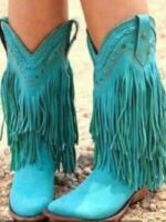 Wholesale Trendy Studded Tassel Suede Boots