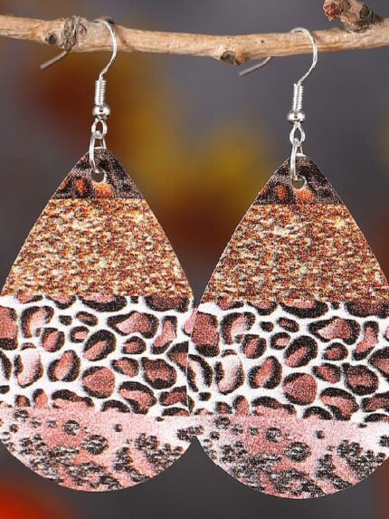 Wholesale Vintage Leopard Print Leather Earrings