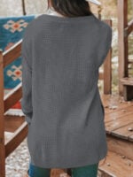 Wholesale Button Crew Neck Long Sleeve Sweater