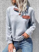 Wholesale Button Panel Long Sleeve Casual Sweatshirt