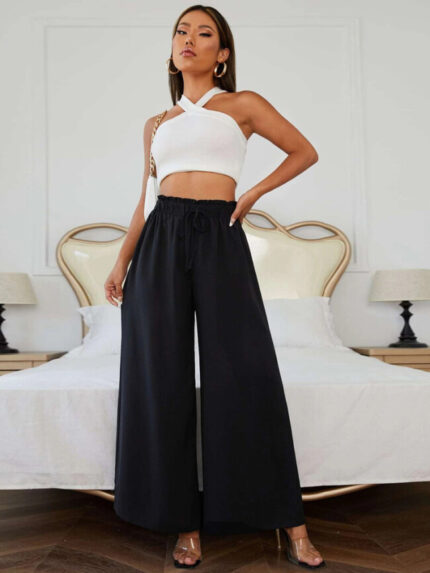 Wholesale Casual Elastic Waist Wide-Leg Pants