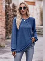 Wholesale Casual Round Neck Ruffle Sleeve Top