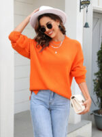 Wholesale Casual Solid Color Crew Neck Sweater