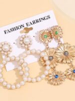 Wholesale Circle Pearl Earrings Set