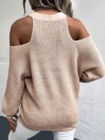 Wholesale Cold Shoulder V Neck Long Sleeve Sweater