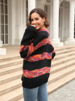 Wholesale Color Block Crew Neck Knitted Sweater