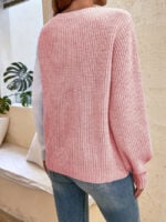 Wholesale Color Block Heart Balloon Sleeve Sweater