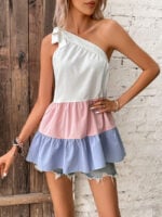 Wholesale Color Block Sleeveless Mini Dress