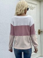 Wholesale Color Block V Neck Long Sleeve Top