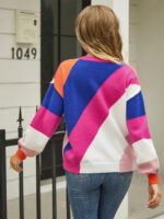 Wholesale Color Contrast Paneled Crew Neck Sweater