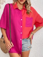 Wholesale Contrast Color Short Sleeve Shirt