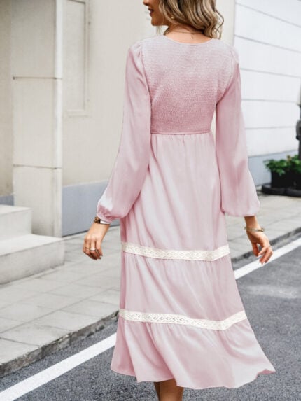 Wholesale Elegant Round Neck Puff Sleeve Dress