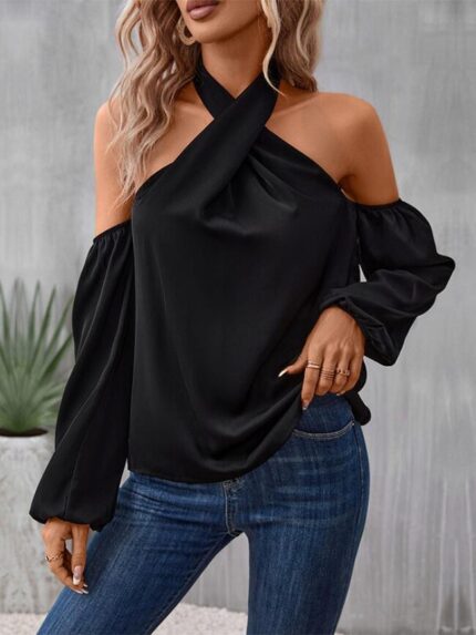 Wholesale Fashion Off Shoulder Long Sleeve Shirt