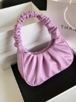 Wholesale Fashion Solid Color Pleated PU Bag