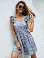 Wholesale Floral High Waist Sleeveless Cute Dress