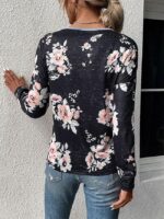 Wholesale Floral Print Panel Long Sleeve Top