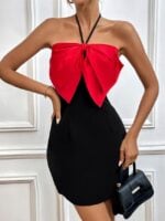 Wholesale Halter Neck Sling Bow Dress