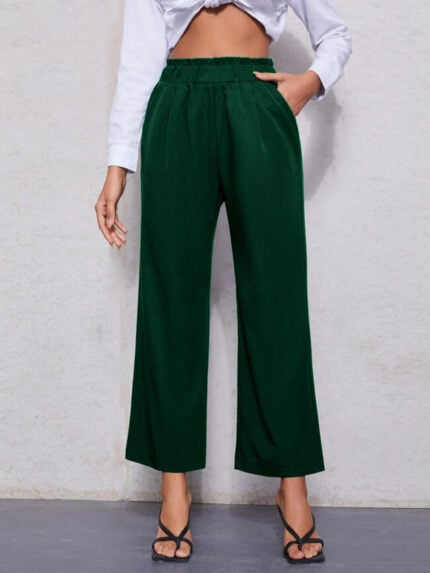 Wholesale High Waist Elastic Waist Wide Leg Pants