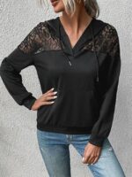 Wholesale Lace Panel Pocket Hoodie