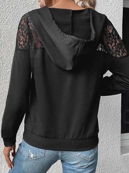 Wholesale Lace Panel Pocket Hoodie