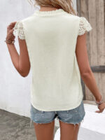 Wholesale Lace Short Sleeve Tie Blouse