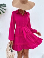 Wholesale Lapel Button Long Sleeve Shirt Dress