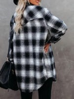 Wholesale Lapel Button Plaid Loose Shirt