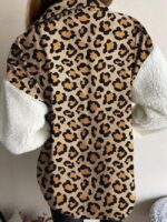 Wholesale Leopard Panel Button Plush Jacket