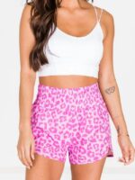 Wholesale Leopard Print Casual Elastic Waist Shorts