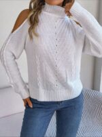 Wholesale Off-shoulder Turtleneck Cutout Sweater