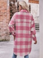 Wholesale Plaid Button Slit Long Jacket