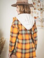 Wholesale Plaid Hooded Long Sleeve Jacket