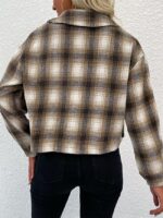 Wholesale Plaid Print Long Sleeve Cropped Jacket