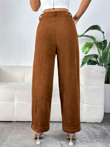 Wholesale Pocket Corduroy Straight-leg Trousers