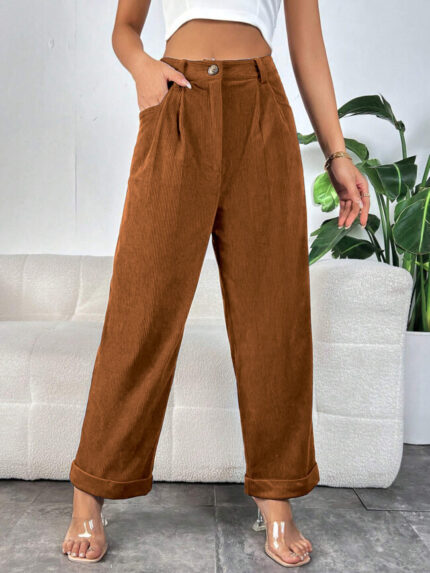 Wholesale Pocket Corduroy Straight-leg Trousers