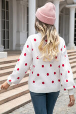 Wholesale Polka Dot Puff Sleeve Sweater