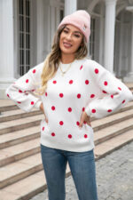 Wholesale Polka Dot Puff Sleeve Sweater