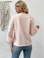 Wholesale Polka Dot V-neck Lace Paneling Blouse