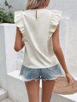 Wholesale Round Neck Ruffle Sleeveless T-shirt