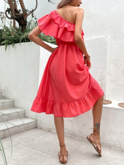 Wholesale Ruffle Off-the-shoulder Sexy Dress