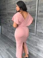 Wholesale Sexy Backless High Waist Slit Dress