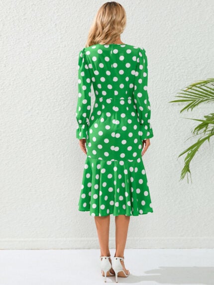 Wholesale Sexy Polka Dot V Neck Mermaid Dress