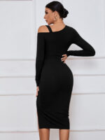 Wholesale Sexy Slit Off Shoulder Long Sleeve Dress