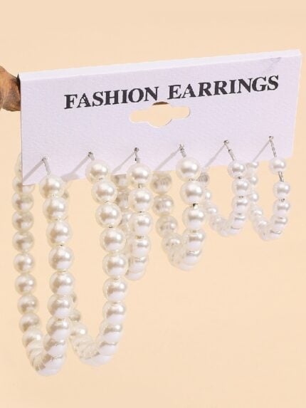 Wholesale Simple Pearl Earring 3-piece Set