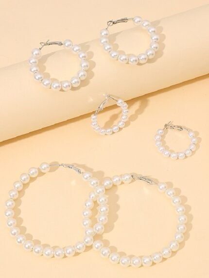 Wholesale Simple Pearl Earring 3-piece Set