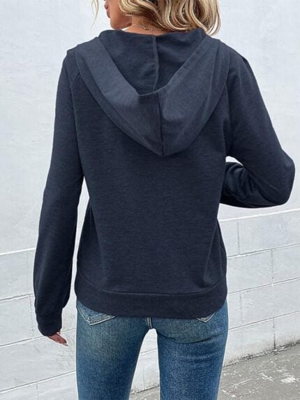 Wholesale Solid Color Button Pocket Hoodie