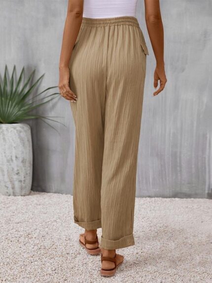 Wholesale Solid Color Elastic Waist Lounge Pants