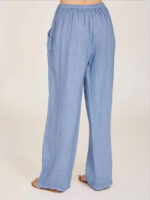 Wholesale Solid Color Elastic Waist Wide Leg Pants