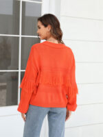 Wholesale Solid Color Fringe Panel Cardigan