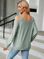 Wholesale Solid Color Hollow Loose Long Sleeve T-Shirt